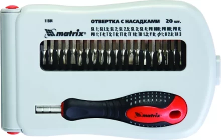 Отвертка для точных работ с насадками Fusion 22 пр. в пласт. пенале  Matrix 11584 купить в Уфе