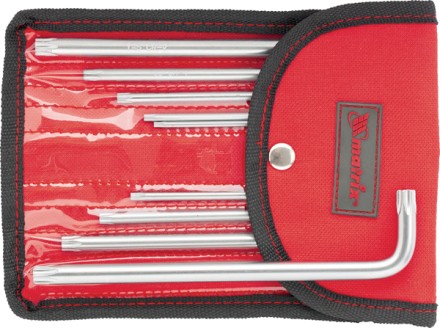 Набор ключей шестигранных имбусовых TORX-TORX Tamper, 9 шт:T10-T50, CrV,  удлиненные, сатин., чехол  MATRIX 12313 купить в Уфе