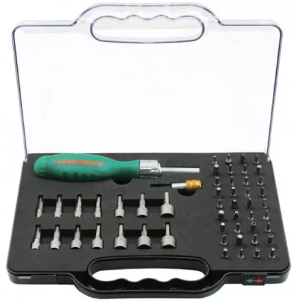 Отвертка трещоточная с набором бит и насадок 52 предмета DR0152S   Jonnesway 48820 купить в Уфе