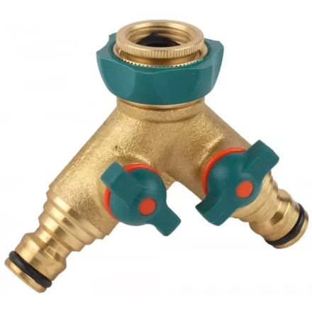 Распределитель RACO &quot;Profi-Plus&quot; двухканальный, латунный с покрытием TPR, 1/2&quot; х 3/4&quot; 4244-55132B купить в Уфе