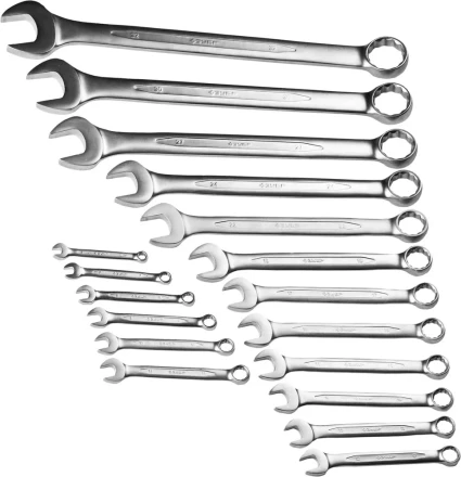 Набор ЗУБР &quot;ПРОФИ&quot;: Ключ гаечный комбинированный, Cr-V сталь, хромированный, 6-32мм, 18шт 27022-H18 купить в Уфе