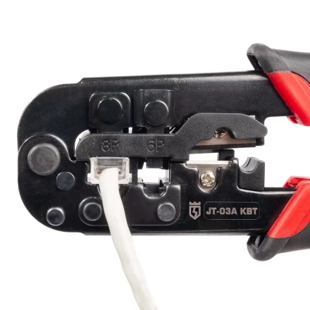 Кримпер многофункциональный КВТ JT-03А с 3 встроенными модулями для обжима RJ-45, RJ-12, RJ-11, RJ-22 (89228) купить в Уфе
