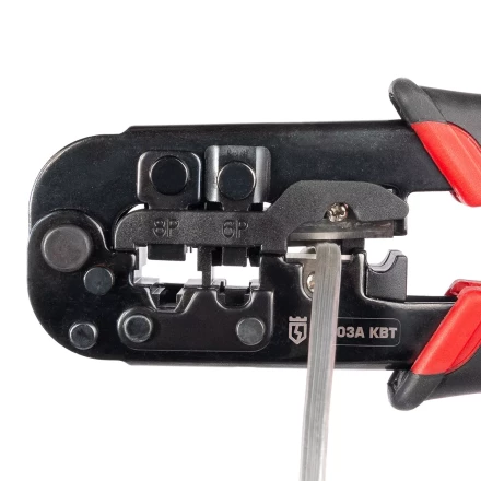 Кримпер многофункциональный КВТ JT-03А с 3 встроенными модулями для обжима RJ-45, RJ-12, RJ-11, RJ-22 (89228) купить в Уфе