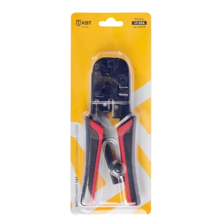 Кримпер многофункциональный КВТ JT-03А с 3 встроенными модулями для обжима RJ-45, RJ-12, RJ-11, RJ-22 (89228) купить в Уфе