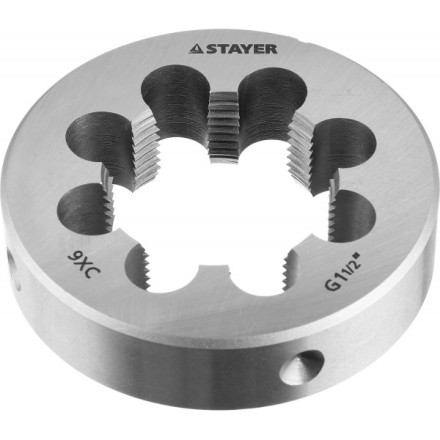 Плашка круглая ручная STAYER &quot;MASTER&quot;, сталь 9ХС, для трубной резьбы G 1 1/2`` 28029-3/2 купить в Уфе