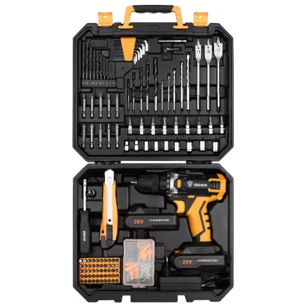 Дрель аккумуляторная DEKO DKCD20FU-Li, 063-4179 + набор 193 аксессуара купить в Уфе