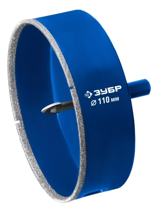 ЗУБР АГК d 110 мм (центр. сверло, трехгр. хвост, Р60), Алмазная коронка, Профессионал (29850-110) купить в Уфе