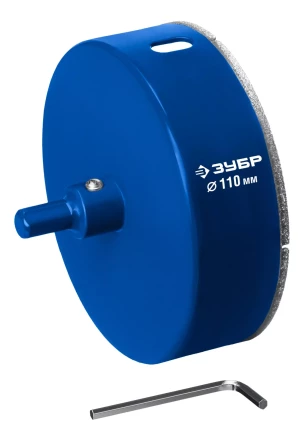 ЗУБР АГК d 110 мм (центр. сверло, трехгр. хвост, Р60), Алмазная коронка, Профессионал (29850-110) купить в Уфе