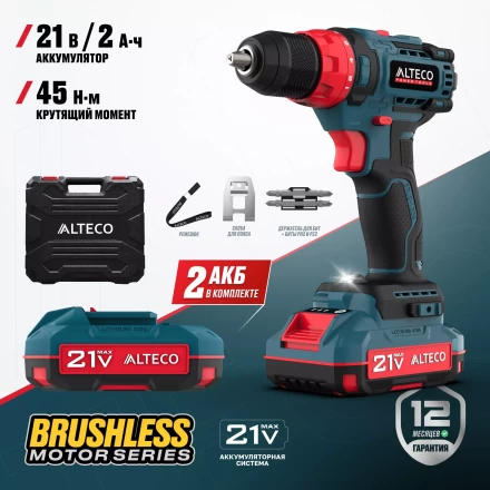 Бесщеточная аккумуляторная дрель-шуруповерт ALTECO CD 21-45 BL X2 73510 купить в Уфе