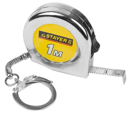 Рулетка-брелок STAYER &quot;STANDARD&quot; &quot;MINI&quot;, цвет хромовый, 1мх6мм 34140-1_z01 купить в Уфе