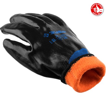 ЗУБР АРКТИКА, L-XL, двухслойные перчатки из акрила и нейлона, нитриловый облив, утеплённые, Профессионал (11469-XL) купить в Уфе