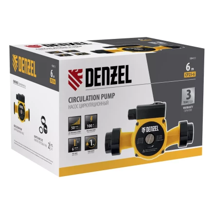 Циркуляционный насос CP25-6, напор 6 м, 50 л/мин, 1 м кабель, монт. длина 180 мм Denzel 99411 купить в Уфе