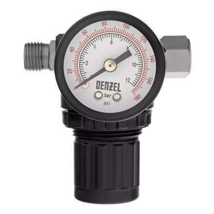 Регулятор давления с манометром Denzel R1500, 12 бар, 1/4&quot;, 57491 купить в Уфе