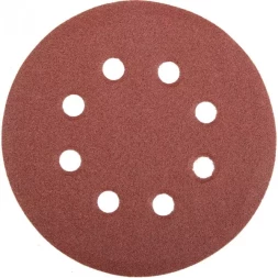 Круг шлифовальный универсальный STAYER &quot;MASTER&quot; из абразивной бумаги на велкро основе, 8 отверстий, Р120, 125мм, 5шт 35452-125-120