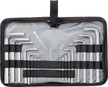 Набор ключей шестигранных имбусовых HEX-TORX  18 шт: HEX 1.5–10 мм T10-T50 CrV короткие сатин MATRIX 12314 купить в Уфе