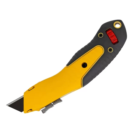 Нож Denzel, 19мм, сменное трапециевидное  лезвие, SK4, алюминиевый корпус, торцевой зажим купить в Уфе