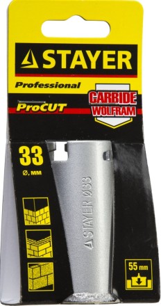 Коронка STAYER &quot;PROFESSIONAL&quot; кольцевая с карбидно-вольфрамовой крошкой, d=33мм 33345-33 купить в Уфе