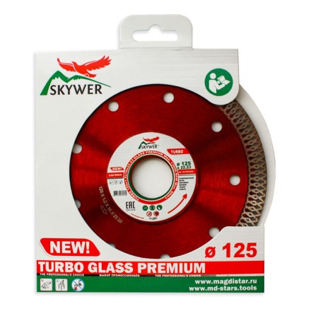 Диск алмазный по бетону TURBO GLASS PREMIUM SKYWER 150*1,6*10*22,23 mm купить в Уфе