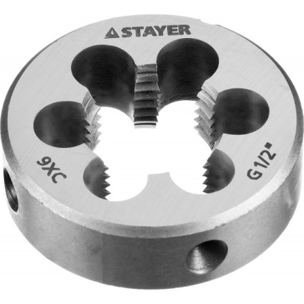 Плашка круглая ручная STAYER &quot;MASTER&quot;, сталь 9ХС, для трубной резьбы G 1/2`` 28029-1/2 купить в Уфе