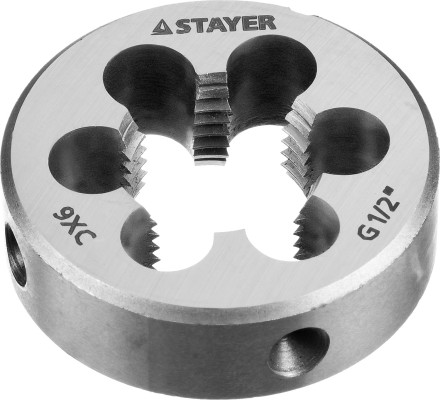 Плашка круглая ручная STAYER &quot;MASTER&quot;, сталь 9ХС, для трубной резьбы G 1/2`` 28029-1/2 купить в Уфе