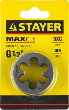 Плашка круглая ручная STAYER &quot;MASTER&quot;, сталь 9ХС, для трубной резьбы G 1/2`` 28029-1/2 купить в Уфе