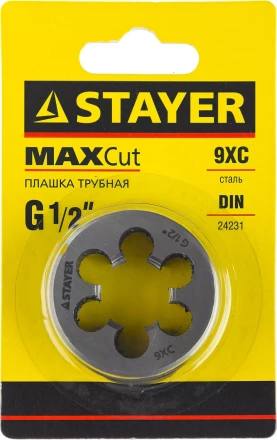 Плашка круглая ручная STAYER &quot;MASTER&quot;, сталь 9ХС, для трубной резьбы G 1/2`` 28029-1/2 купить в Уфе