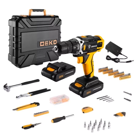 Дрель аккумуляторная DEKO DKCD20FU-Li, 063-4135 + набор 195 аксессуаров купить в Уфе