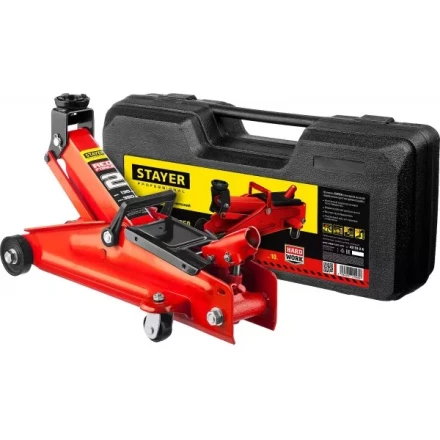 Домкрат гидравлический подкатной &quot;RED FORCE&quot;, 2т, 130-350мм, в кейсе, STAYER 43153-2-K 43153-2-K купить в Уфе