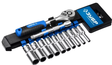 ЗУБР ТМ-12У, 12 предм., (1/4), набор торцовых головок, Профессионал (27651-H12) купить в Уфе