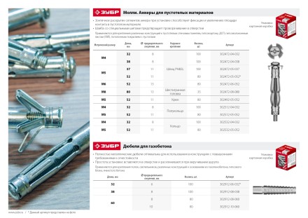 ЗУБР МОЛЛИ, М4 х 32 х 8 мм, 100 шт, анкер с полукольцом для пустотелых конструкций (302512-04-032) купить в Уфе