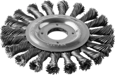 ЗУБР "ПРОФЕССИОНАЛ". Щетка дисковая для УШМ, плетеные пучки стальной проволоки 0,5мм, 125х22мм 35190-125_z02 купить в Уфе