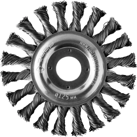 ЗУБР "ПРОФЕССИОНАЛ". Щетка дисковая для УШМ, плетеные пучки стальной проволоки 0,5мм, 125х22мм 35190-125_z02 купить в Уфе