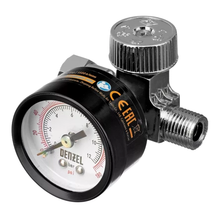 Регулятор давления с манометром для краскораспылителя Denzel K1500, 12 бар, 1/4&quot;, 57001 купить в Уфе