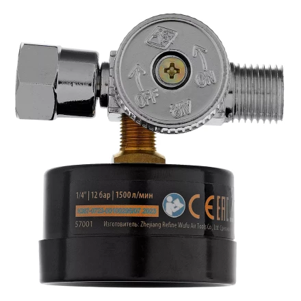 Регулятор давления с манометром для краскораспылителя Denzel K1500, 12 бар, 1/4&quot;, 57001 купить в Уфе