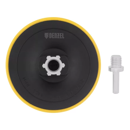 Тарелка опорная для дрели и УШМ с липучкой, 150 мм, стандартная, с адаптером c М14 на d8 Denzel 76252 купить в Уфе