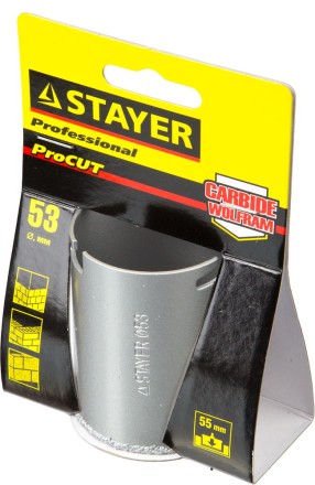 Коронка STAYER &quot;PROFESSIONAL&quot; кольцевая с карбидно-вольфрамовой крошкой, d=53мм 33345-53 купить в Уфе