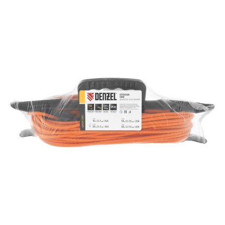Удлинитель-шнур силовой Denzel Garden Series, б/з, ПВС, 20м, 1 розетка, 2 x 1 мм, 3 м 37402 купить в Уфе