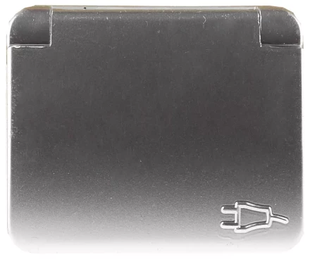 Розетка СВЕТОЗАР &quot;ГАММА&quot; с заземлением, одинарная с крышкой, без вставки и рамки, цвет светло-серый металлик, 16А/~250В SV-54110-SM купить в Уфе