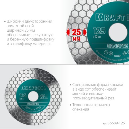 Шлифовально-отрезной алмазный диск CHAMFER 36689-125 купить в Уфе