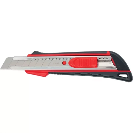 Нож 18мм, выдвижное лезвие, металлическая направляющая, эргономичная двухкомпонентная рукоятка MATRIX 78933 купить в Уфе