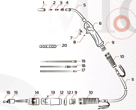 Гусак к горелке MIG 24KD MF0180 Ref Aurora купить в Уфе