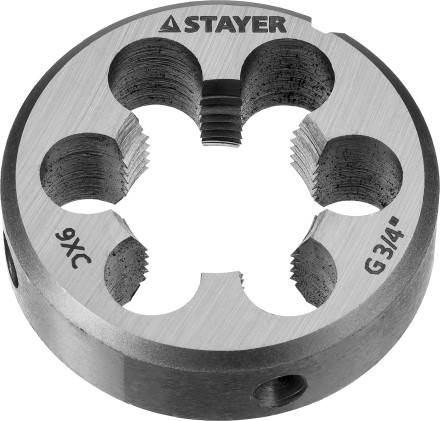 Плашка круглая ручная STAYER &quot;MASTER&quot;, сталь 9ХС, для трубной резьбы G 3/4`` 28029-3/4 купить в Уфе