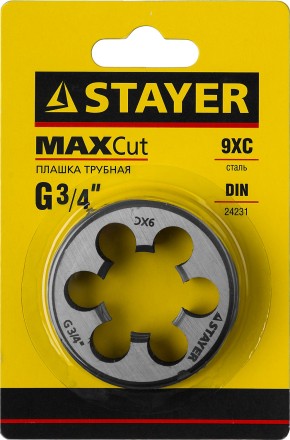 Плашка круглая ручная STAYER &quot;MASTER&quot;, сталь 9ХС, для трубной резьбы G 3/4`` 28029-3/4 купить в Уфе