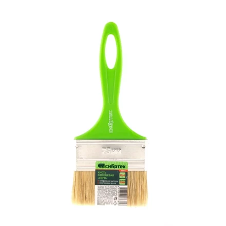 Кисть флейцевая "Евро", 75 x 8, натуральная щетина, пластиковая ручка Сибртех 83303 купить в Уфе