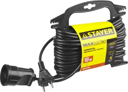 Удлинитель электрический &quot;MAXElectro&quot; на маленькой рамке, 10 м, 1 гнездо, STAYER 55014-10 купить в Уфе