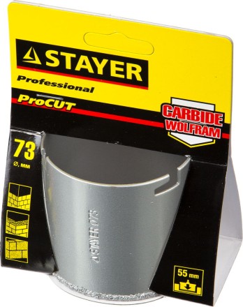 Коронка STAYER &quot;PROFESSIONAL&quot; кольцевая с карбидно-вольфрамовой крошкой, d=73мм 33345-73 купить в Уфе