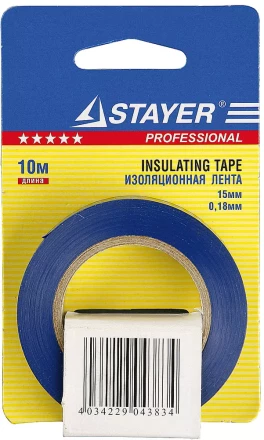 Изолента, STAYER Profi 12292-B-15-10, ПВХ, на карточке, 15мм х 10м х 0,18мм, синяя 12292-B-15-10 купить в Уфе