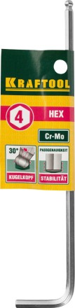 Ключ KRAFTOOL &quot;INDUSTRIE&quot; имбусовый, длинный c шариком, Cr-Mo, хромосатинированное покрытие, HEX 4 27437-4 купить в Уфе