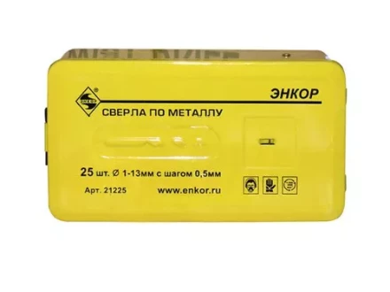 Набор сверл д/мет. 25шт 1-13/шаг0,5мм 9524 1/20 ЭНКОР 21225 купить в Уфе