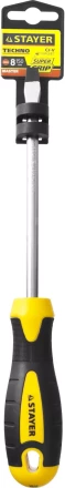 Отвертка STAYER "MASTER" "ТECHNO", двухкомпонентная рукоятка, магнитный наконечник, Cr-V, SL8,0x150мм 2507-08-15_z02 купить в Уфе